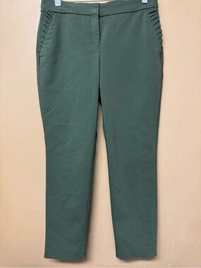 Express Olive Green Columnist Mid Rise Ankle Dress Pants Ruffle Trim Size 8